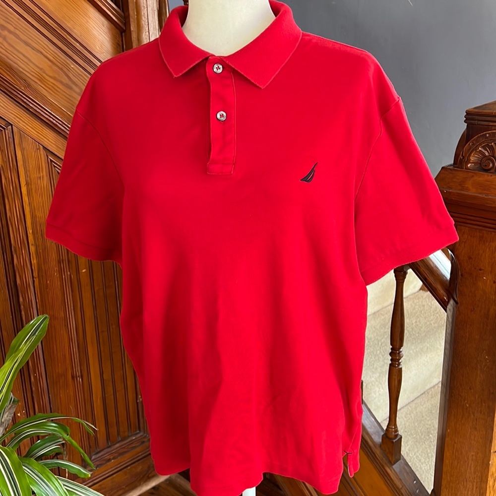 Nautica Red Polo Shirt Sz L